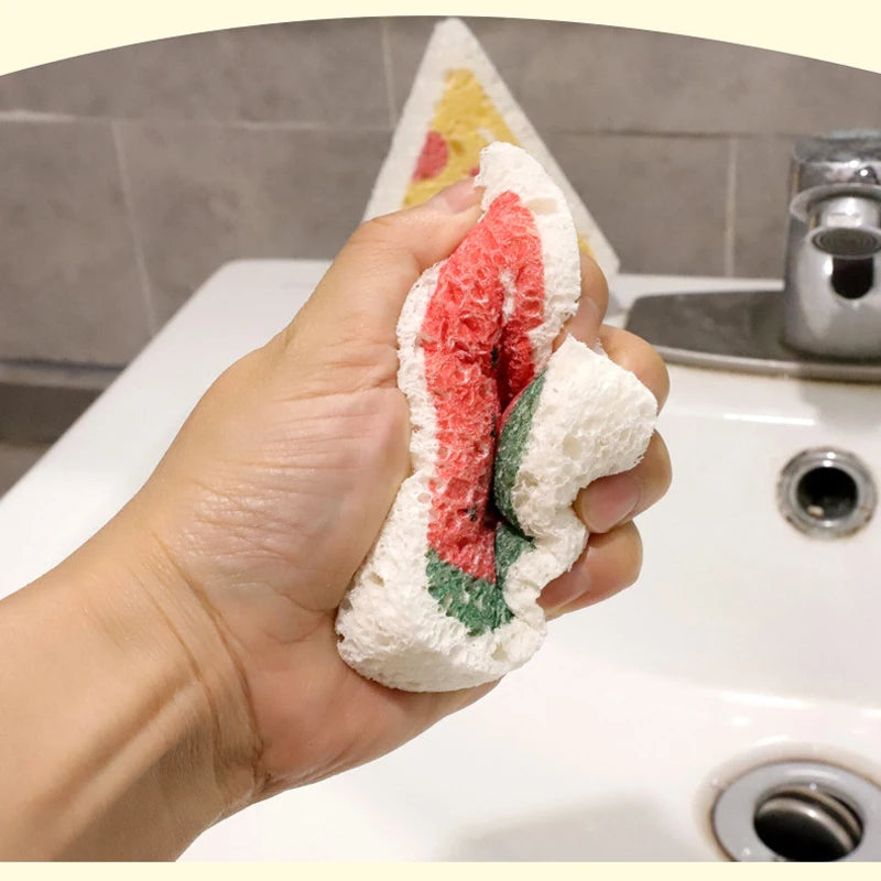 Kitchen Compressed Wood Pulp Sponge (4pcs)