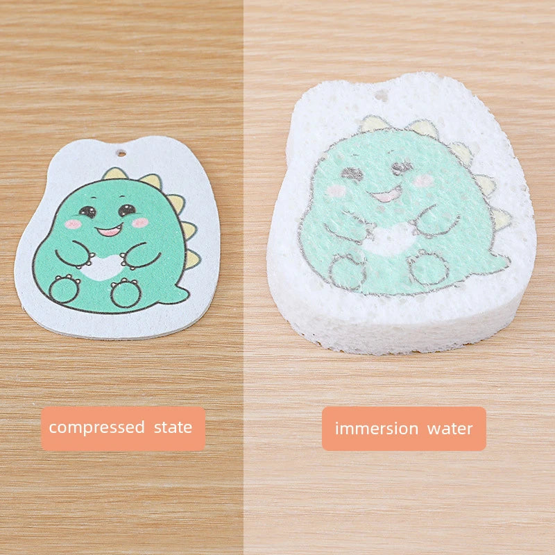Kitchen Compressed Wood Pulp Sponge (4pcs)