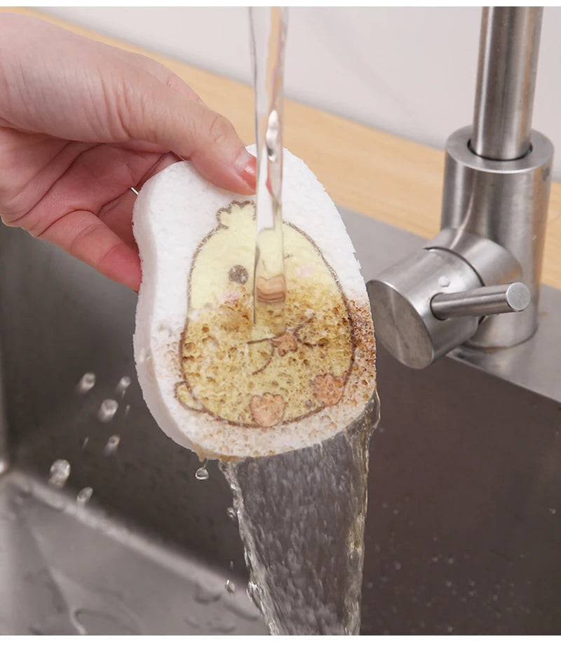 Kitchen Compressed Wood Pulp Sponge (4pcs)