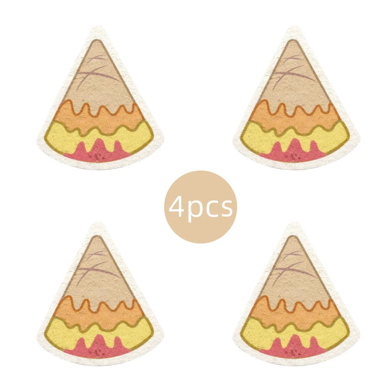 Kitchen Compressed Wood Pulp Sponge (4pcs)