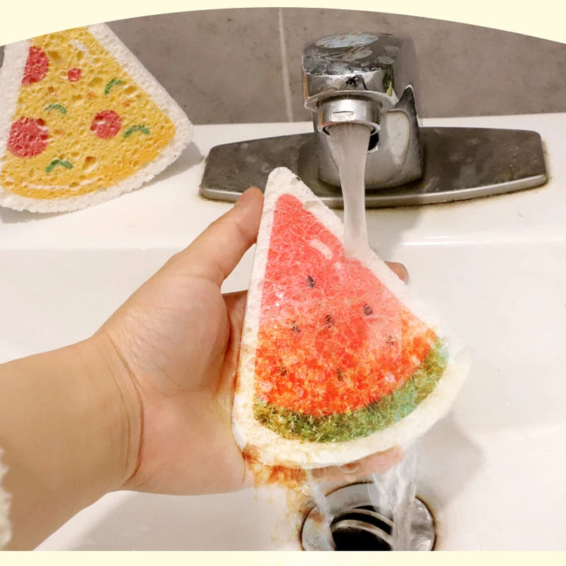 Kitchen Compressed Wood Pulp Sponge (4pcs)