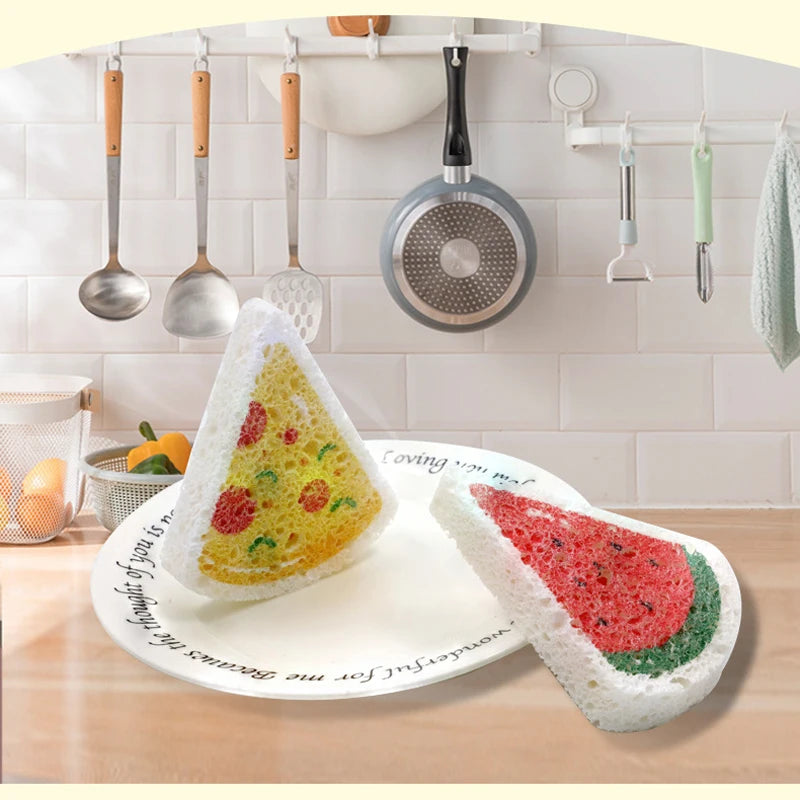 Kitchen Compressed Wood Pulp Sponge (4pcs)