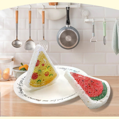 Kitchen Compressed Wood Pulp Sponge (4pcs)