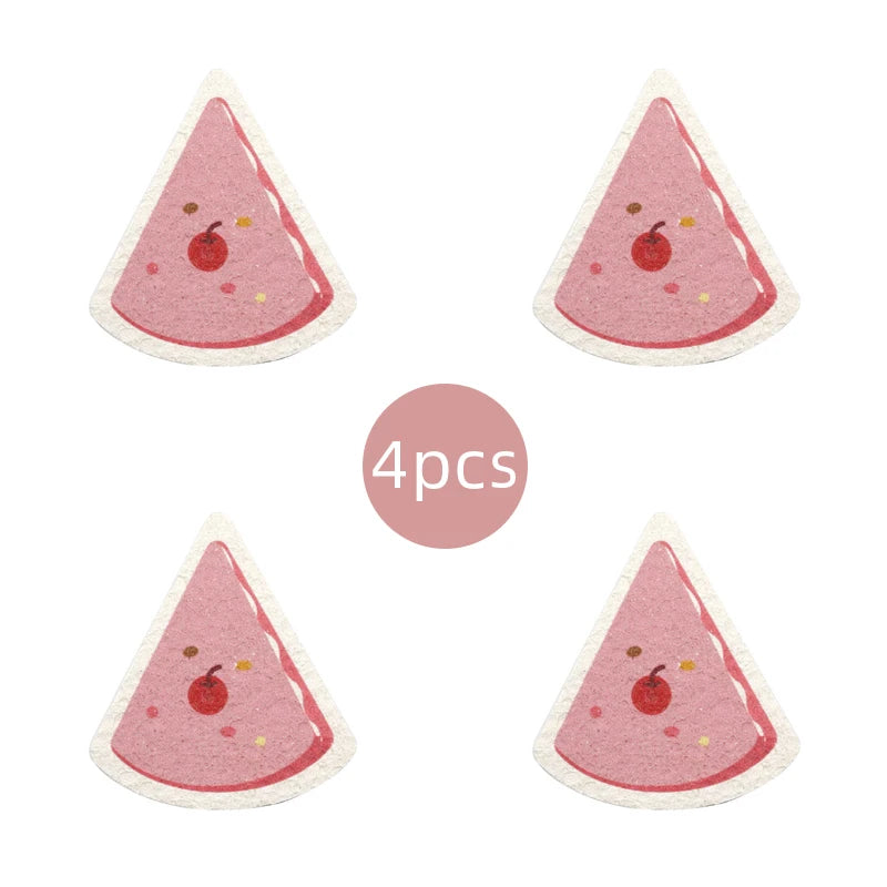 Kitchen Compressed Wood Pulp Sponge (4pcs)