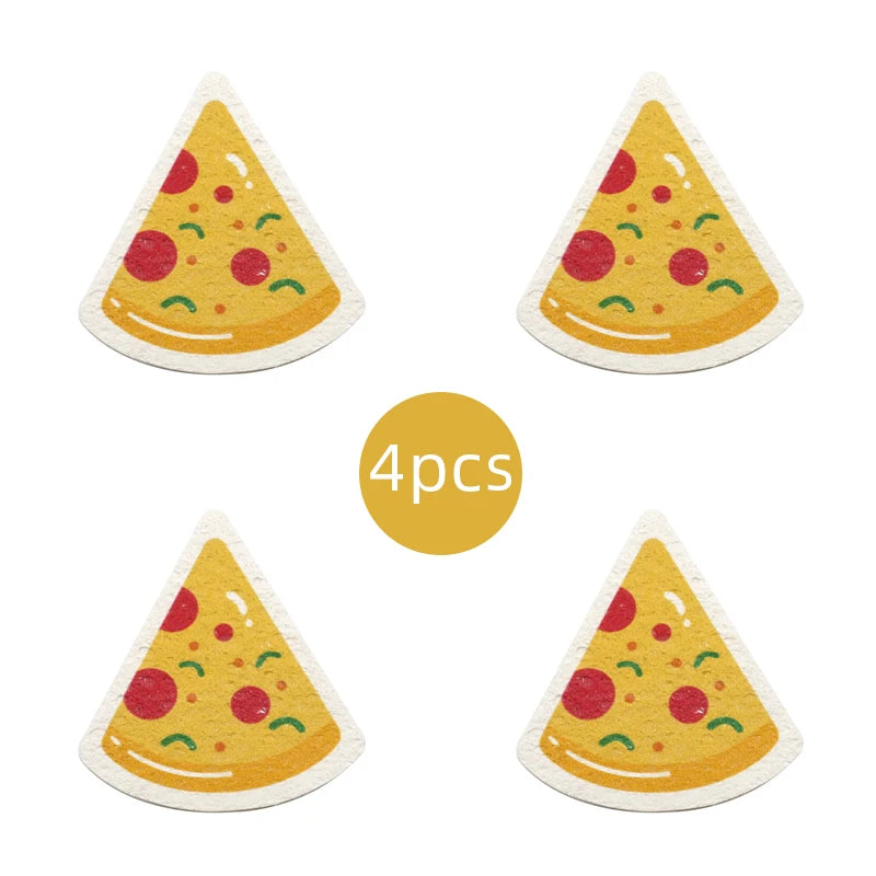 Kitchen Compressed Wood Pulp Sponge (4pcs)