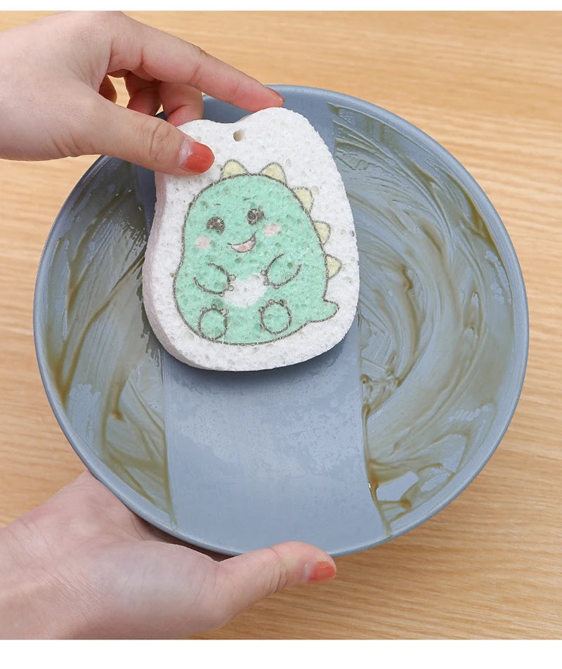 Kitchen Compressed Wood Pulp Sponge (4pcs)